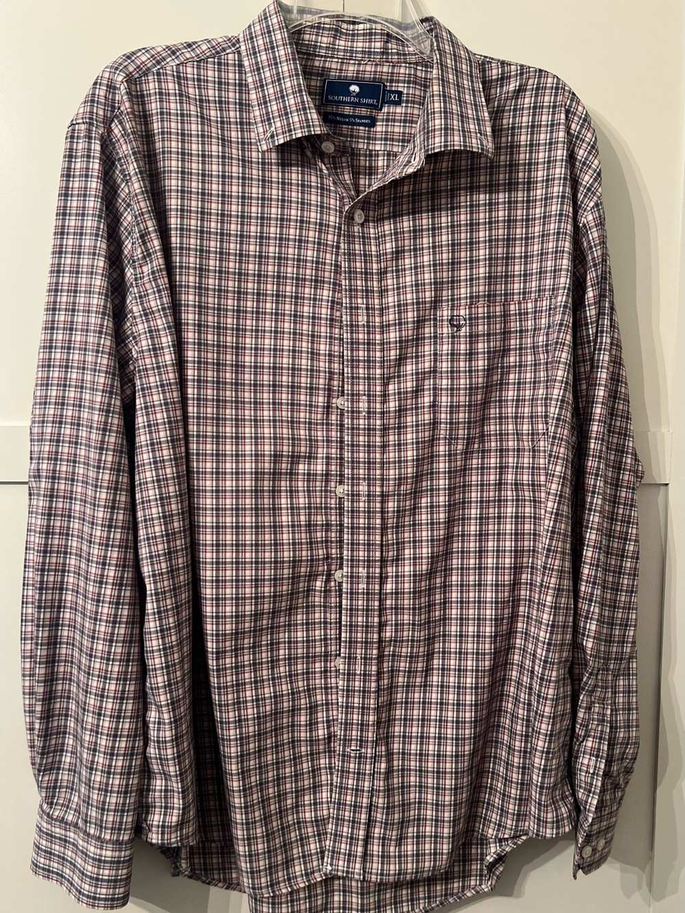The Southern Shirt Company Multi-Check Button-Down Dress Shirt in Red and Blue